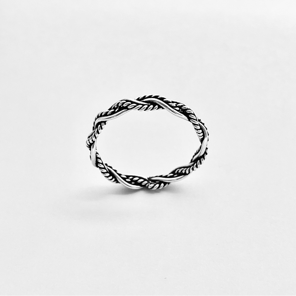 Sterling Silver Unisex Twisted Rope Ring, Silver Band, Braid Rings, Stackable - Picture 12 of 13